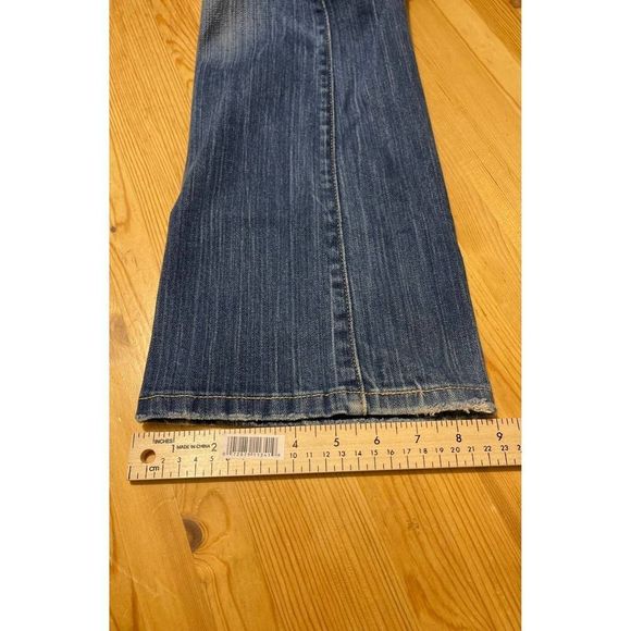 Levi's Eco Green Bootcut Jeans Blue Denim Stretch Whiskered Womens size 12/31 - Picture 5 of 11